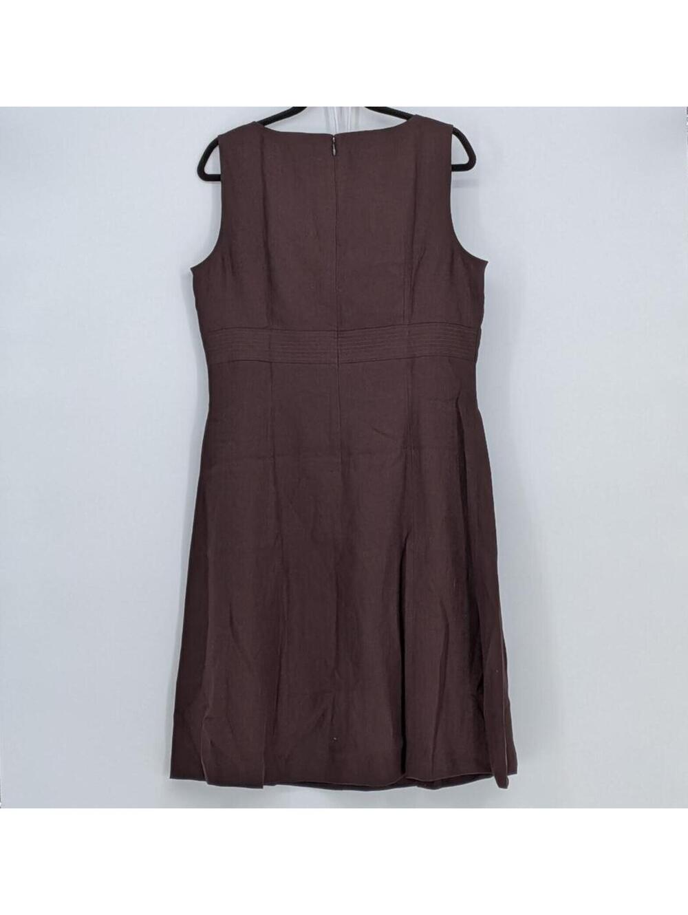 NEW Talbots Size 14 Brown 100% Irish Linen Fit and Flare Dress Y2K Quiet Luxury - Picture 9 of 15